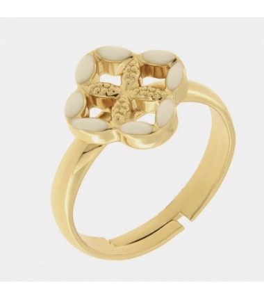 I Love Sicily - BYS - Anello in metallo con maiolica bianca