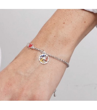 I Love Sicily - BYS - Steel bracelet with heart and trinacria pendant