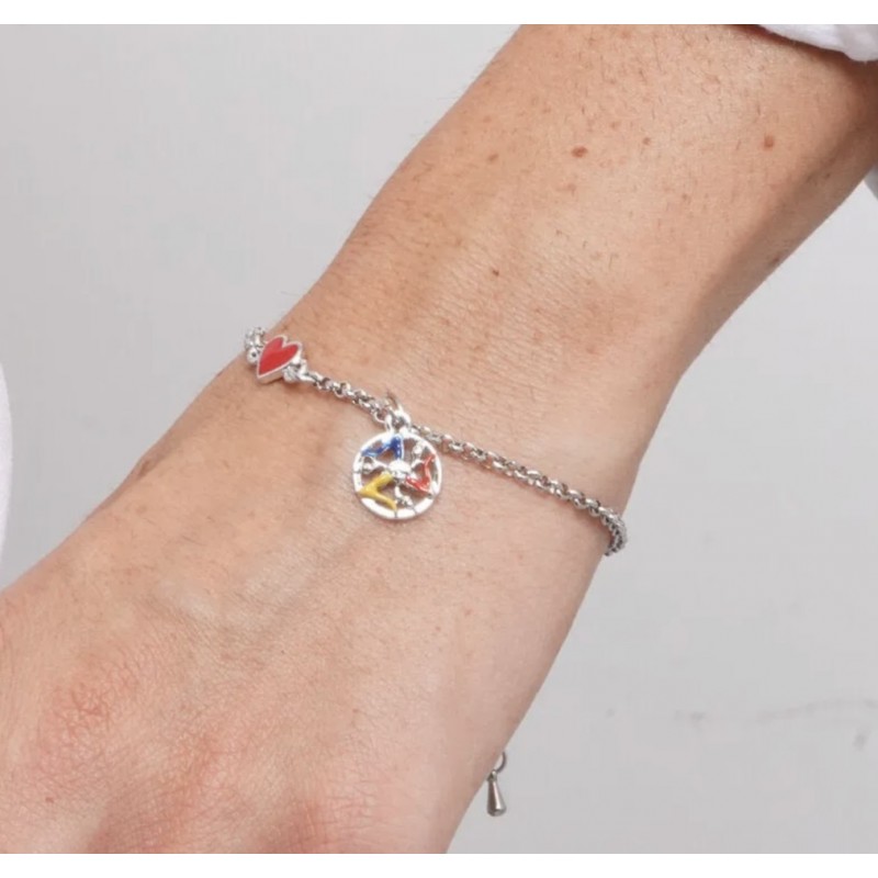 I Love Sicily - BYS - Bracciale in acciaio con cuoricino e trinacria pendente