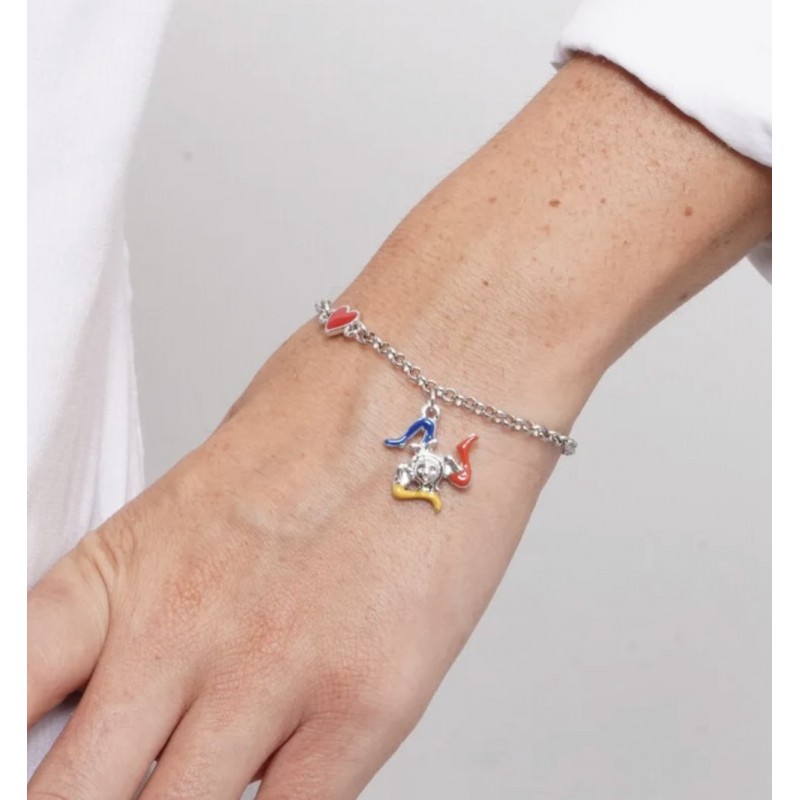 I Love Sicily - BYS - Steel bracelet with heart and trinacria pendant