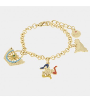 I Love Sicily - BYS - Bracciale in metallo con coffa, Trinacria e Sicilia