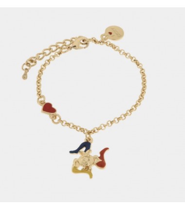 I Love Sicily - BYS - Bracciale in metallo con cuoricino e trinacria pendente