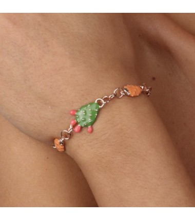 I Love Sicily - BYS - Bracciale in metallo con fichi d'india