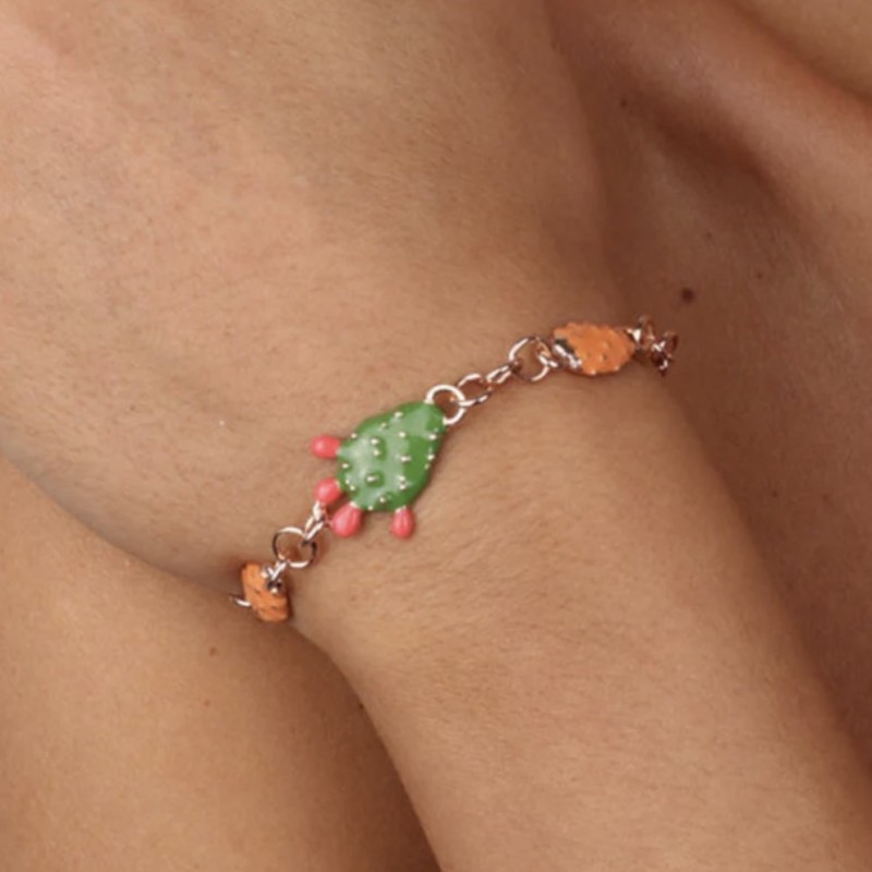 I Love Sicily - BYS - Bracciale in metallo con fichi d'india