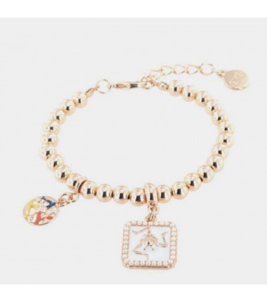 I Love Sicily - BYS - Metal ball bracelet with white tile and trinacria pendants