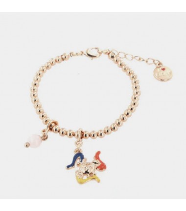 I Love Sicily - BYS - Metal ball bracelet with trinacria pendants and pink pearls