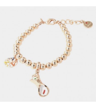 I Love Sicily - BYS - Metal ball bracelet with sicilian cannoli and trinacria pendants