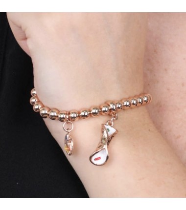 I Love Sicily - BYS - Metal ball bracelet with sicilian cannoli and trinacria pendants