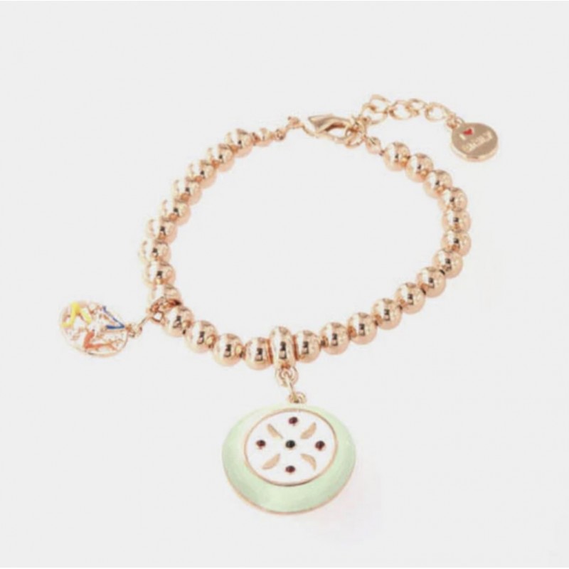 I Love Sicily - BYS - Metal ball bracelet with sicilian cassata and trinacria pendants
