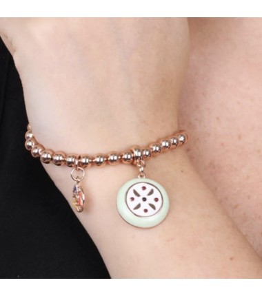 I Love Sicily - BYS - Metal ball bracelet with sicilian cassata and trinacria pendants