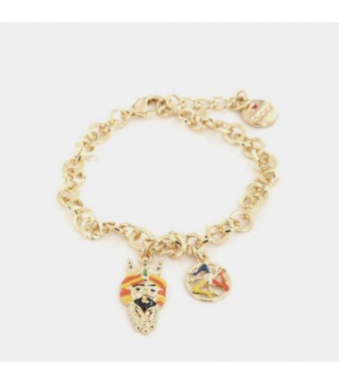 I Love Sicily - BYS - Bracciale in metallo con testa di moro e trinacria