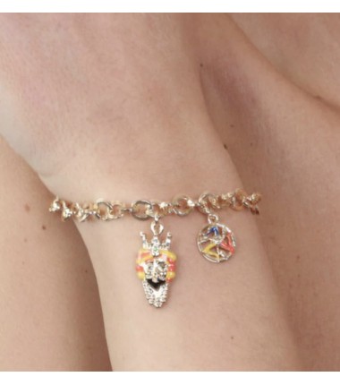 I Love Sicily - BYS - Bracciale in metallo con testa di moro e trinacria
