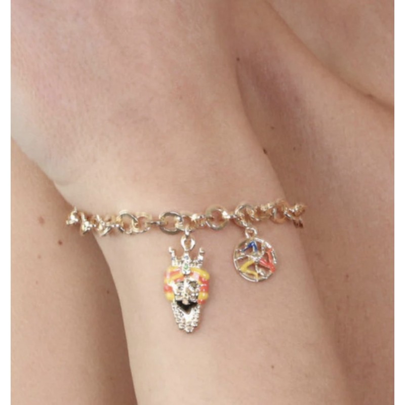 I Love Sicily - BYS - Metal bracelet with Moor's head charm and trinacria