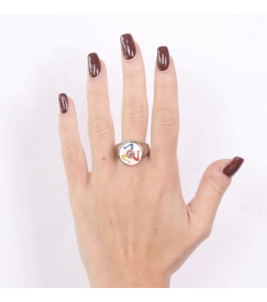 I Love Sicily - BYS - Anello in metallo con trinacria e bordo dorato