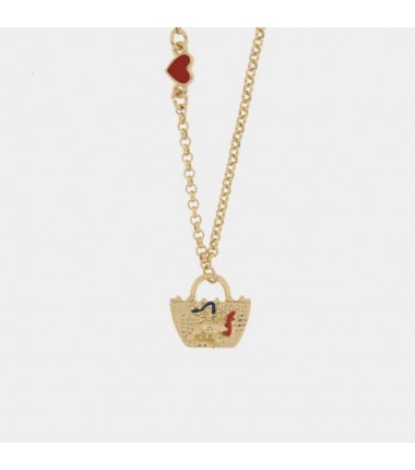 I Love Sicily - BYS - Metal necklace with coffa bag and little heart