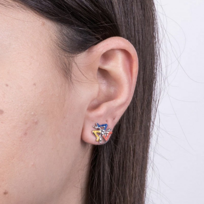 I Love Sicily - BYS - Metal stud earrings with trinacria