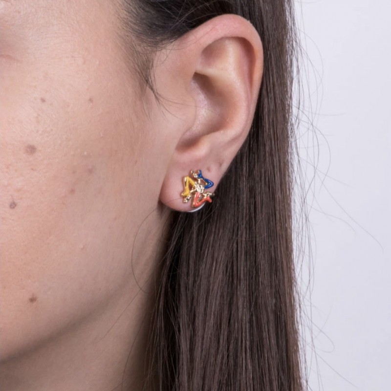 I Love Sicily - BYS - Metal stud earrings with trinacria