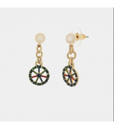 I Love Sicily - BYS - Orecchini in metallo ruota blu pendente