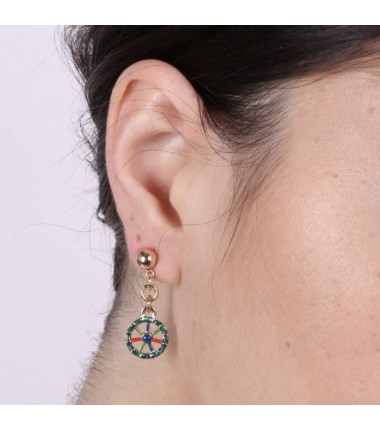 I Love Sicily - BYS - Orecchini in metallo ruota blu pendente