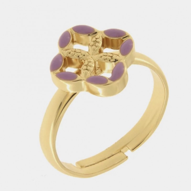 I Love Sicily - BYS - Anello in metallo con maiolica lilla
