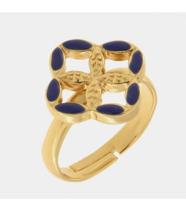 I Love Sicily - BYS - Anello in metallo con maiolica blu