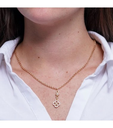I Love Sicily - BYS - Collana in metallo con maiolica bianca e perla