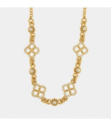 I Love Sicily - BYS - Collana in metallo con maioliche bianche e perle