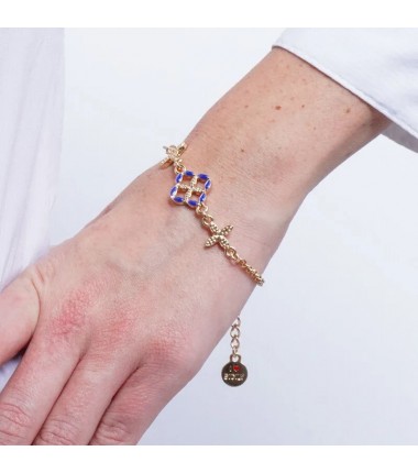 I Love Sicily - BYS - Metal bracelet with blue majolica