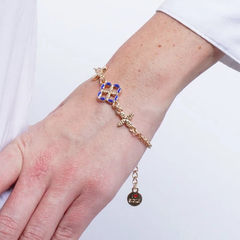 I Love Sicily - BYS - Bracciale in metallo con maiolica blu