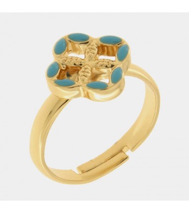 I Love Sicily - BYS - Anello in metallo con maiolica azzurra