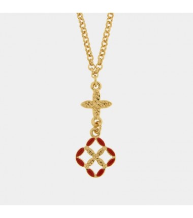I Love Sicily - BYS - Collana in metallo con maiolica rossa