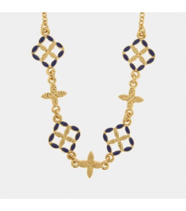 I Love Sicily - BYS - Metal necklace with blue majolica