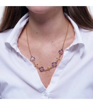 I Love Sicily - BYS - Collana in metallo con maioliche blu