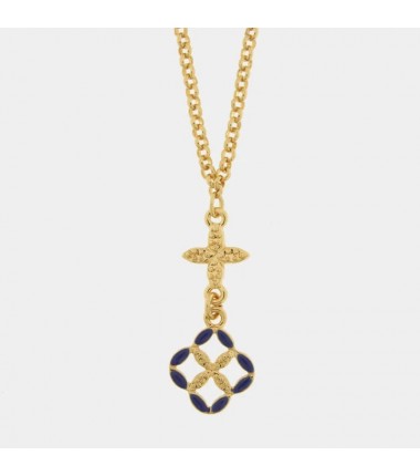I Love Sicily - BYS - Collana in metallo con maiolica blu