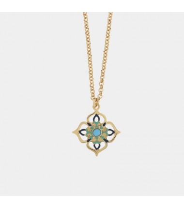 I Love Sicily - BYS - Collana in metallo con maiolica blu e azzurra