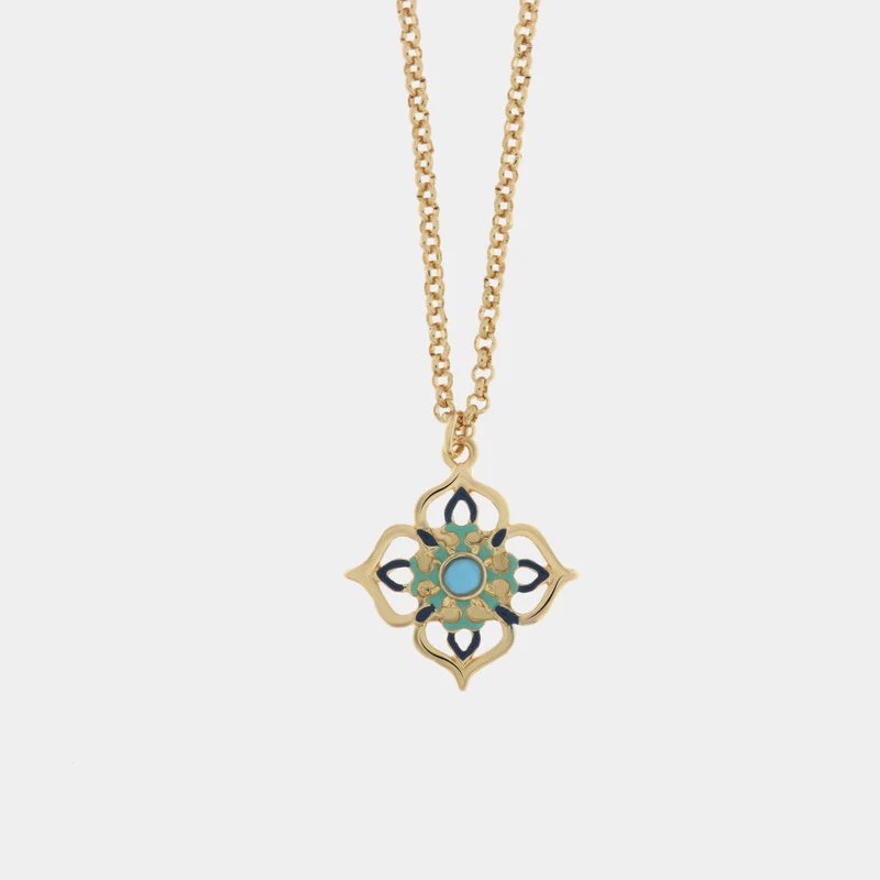 I Love Sicily - BYS - Metal bracelet with blue and light blue majolica
