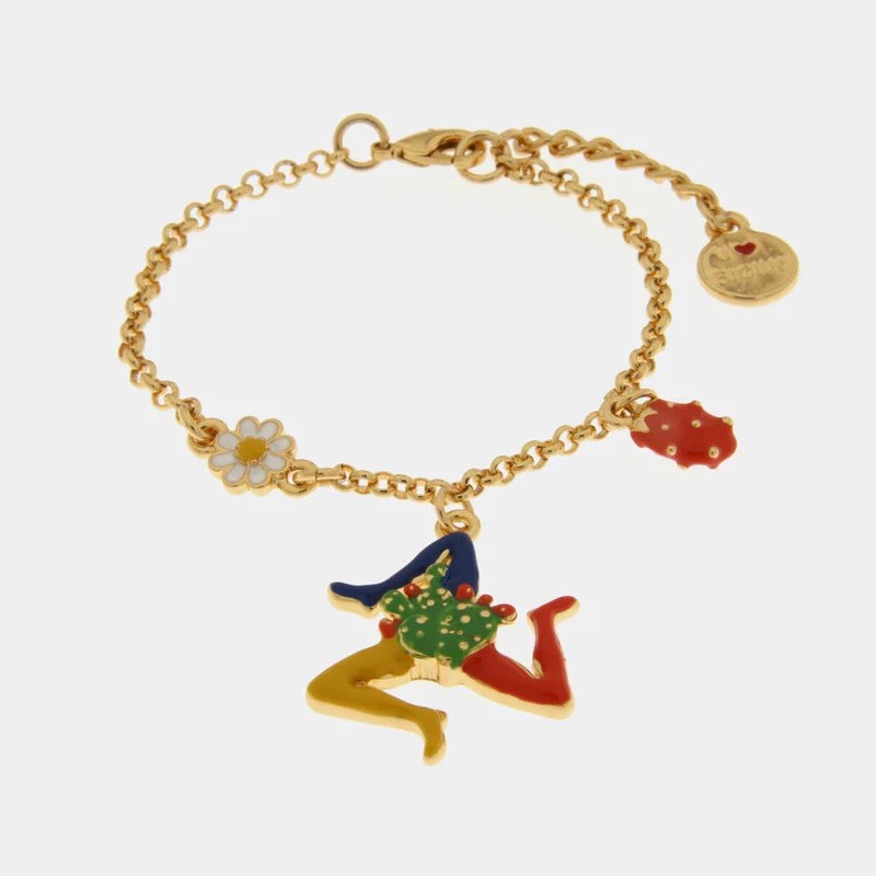 I Love Sicily - BYS - Metal bracelet with Trinacria and prickly pears