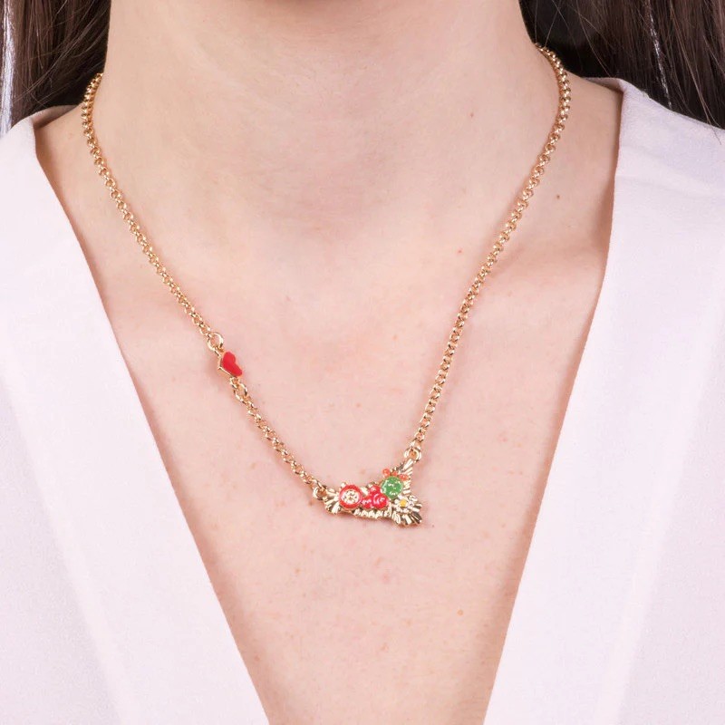 I Love Sicily - BYS - Metal necklace heart and Sicily with prickly pears