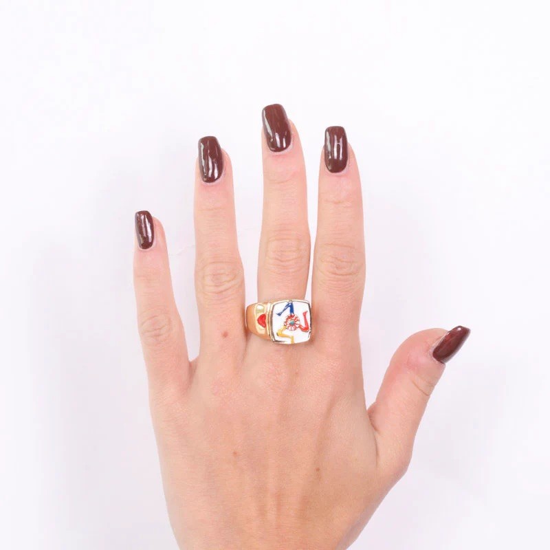 I Love Sicily - BYS - Metal square ring with trinacria