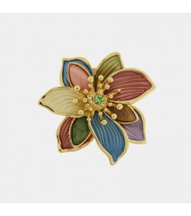 BYS - Magnetic metal brooch with colorful flower