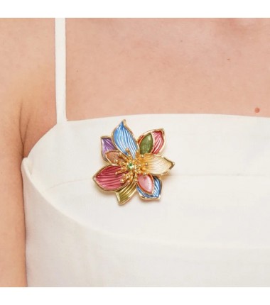 BYS - Spilla in metallo con fiore colorato
