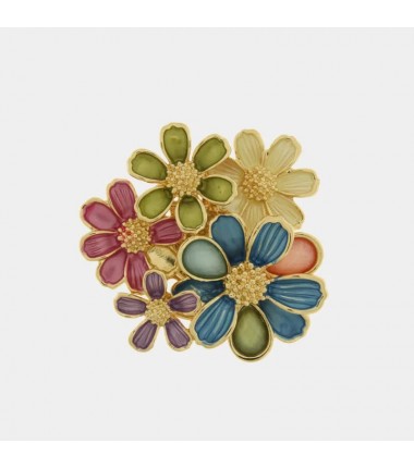 BYS - Magnetic metal brooch with colorful flowers