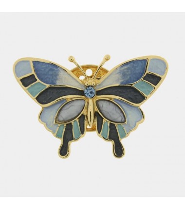 BYS - Spilla in metallo con farfalla blu