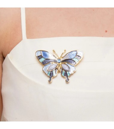 BYS - Spilla in metallo con farfalla blu