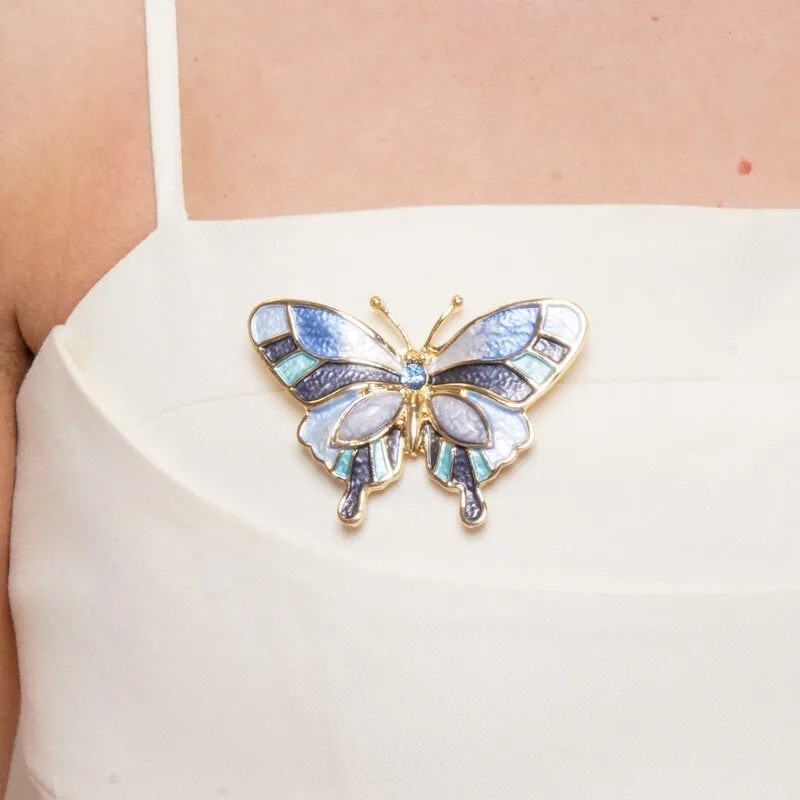 BYS - Spilla in metallo con farfalla blu