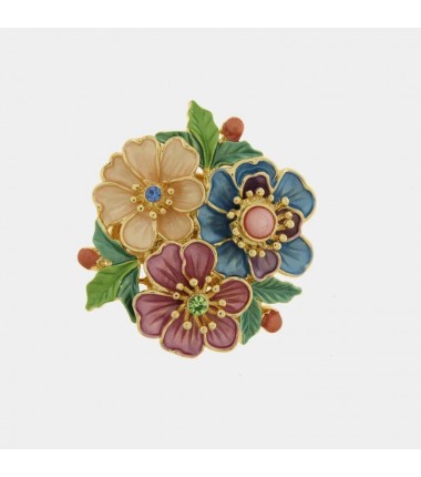 BYS - Magnetic metal brooch with colorful flowers