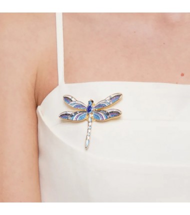 BYS - Spilla in metallo con libellula blu