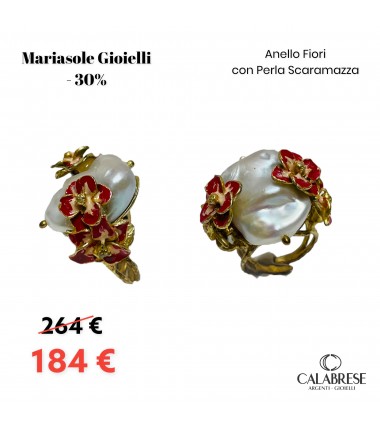 Flowers Ring with Scaramazza Pearl Mariasole Gioielli