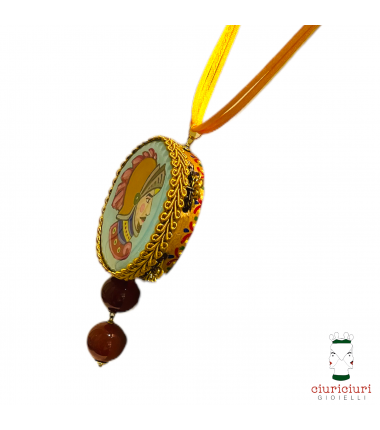 Large PALADIN TAMBOURINE Pendant with agates