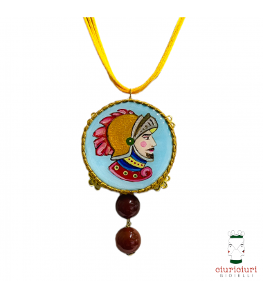 Large PALADIN TAMBOURINE Pendant with agates